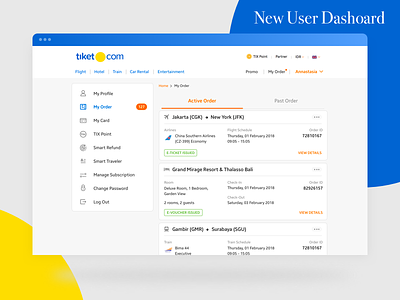 New Feature From tiket.com dashboard new user dashboard tiket.com