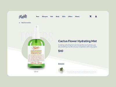 Kiehls 2 0 branding clean ui color colour cosmetic logo cosmetics kiev kievit landing page organic pop product page redesign skin care