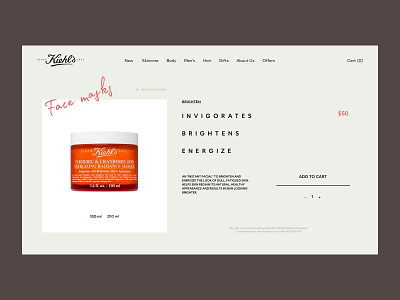 Kiehl's redesign concept angels article article page beauty branding cosmetics dailyui dark design kiehls landing page minimal organic page product page products skin skincare ui vector