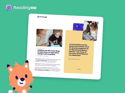 Reading.com: Teach How To Read character child illustration parent reading teaching ui ux website