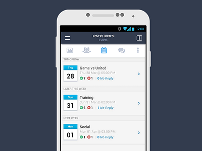 Teamer Android app android app clean event events football simple sketch soccer sport ui ux