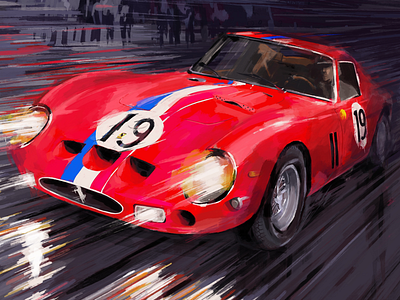 Ferrari 250 GTO 24 heures dumans 250 gto cars ferrari illustration motorsport procreate sport