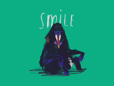 Smile :) baboon chimp drawing expressive free gorilla green illustration loose monkey procreate procreateapp quick smile