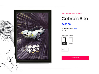 Cobra's Bite add to cart auto auto racing brands hatch checkout cobra code e commerce frame illustration motorsport paiting procreate procreateapp quantity shelby cobra ui ui ux