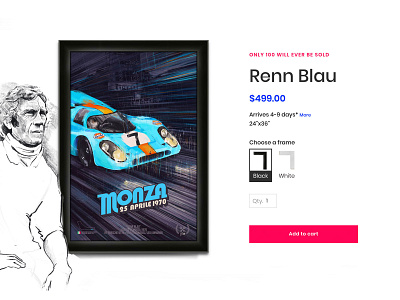 Renn Blau 917k add to cart auto auto racing code e commerce frame html illustration monza motorsport paiting porsche procreate procreateapp quantity ui ux