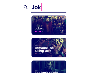 Joker batman card concept dark mode download now icon input joker killing joke light mode list movie results search text the dark knight ui ux watch now