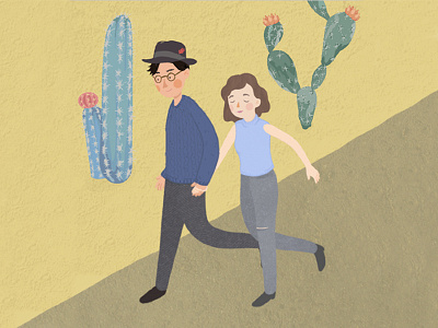 Couple couple debut first shot illustration love walk