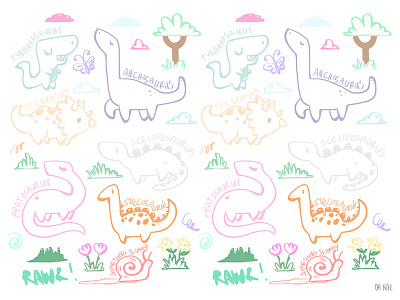 Dino Patterns adobe photoshop dinosaur drawing illustration patterns