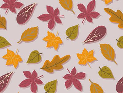 Autumn Leaves apparel art art work autumn branding design fabric fall hand drawn illustration leaes orange pattern pink season yellow