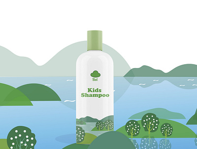 KIDS SHAMPOO adobe adobe xd illjustration kids modern my work new photoshop project shampoo soft color