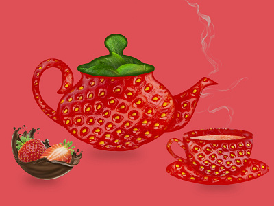 strawberry tea adobe photoshop creative cup graphic design strawberry tea