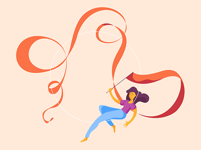 Girl and Ribbon 2d animation branding cartoon character flat girl gymnastic illustration motion ribbon ui