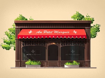 Au Petit Marguins 2d animation boutique branding cartoon coffee design graphic illustration landscape motion vector