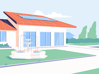 The Fountain animation building city design dribbble flat house illustration maevschi motion town vector villa village