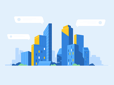 Blue City 2d animation blue building cartoon city graphic house illustration infographic landscape motion town vector