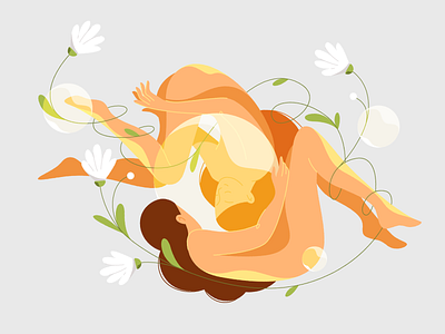 Imponderabilitate 2d body bubble character cosmos design dreams flowers girls gravity illustration interaction mirror naked sleep stroke vector woman