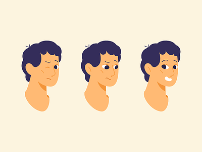 Emotions 2d animation boy cartoon character design emoji emotions face flat illustration motion