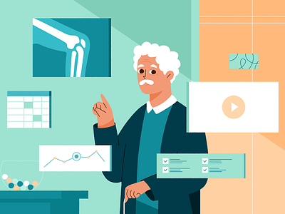 Healthcare 2d animation cartoon character doctor grandpa health hospital illustration medical motion science