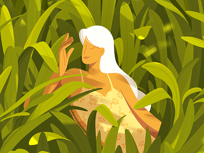 Le Jardin 2d animation character design garden girl green illustration leaves motion plant shape texture vector women