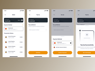 Wallet and top up page app branding design graphic design illustration logo typography ui ux vector