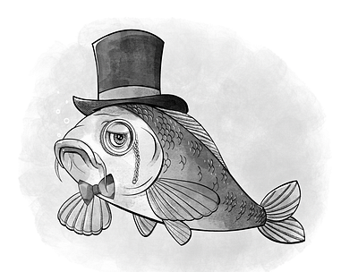 Mister Carp carp fish illustration watercolor brushes