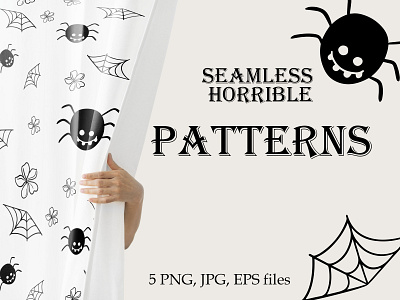 Seamless pattern ghost clipart for a terrible Halloween part skull