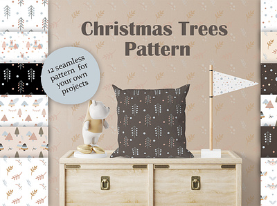 Seamless patterns textiles winter Christmas trees clipart seamless patterns for christmas
