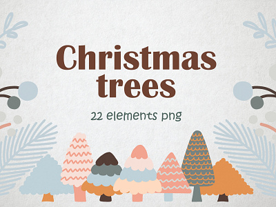 Set Cristmas trees clipart winter elements png christmas illustration