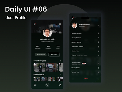 Daily UI 006 - User Profile adobe xd app dailyui design figma ui userprofile ux