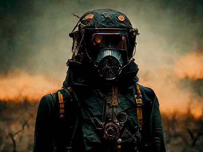 Post apocalyptic survivor in a gas mask