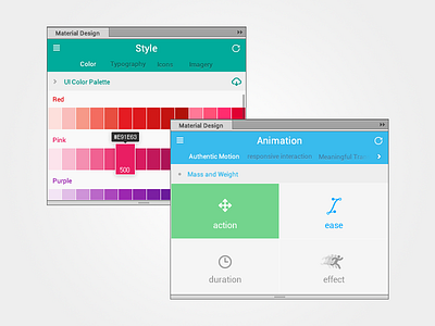 2 concepts of Material Design panle