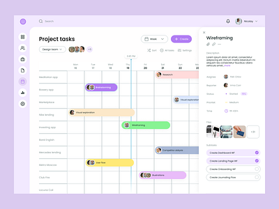 Project management interface admin dashboard design desktop interface management product design productivity project management sidebar tasks team timelines ui ux