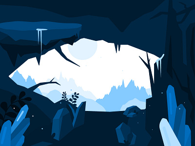 _winter cave crystals illustration landscape mountain winter