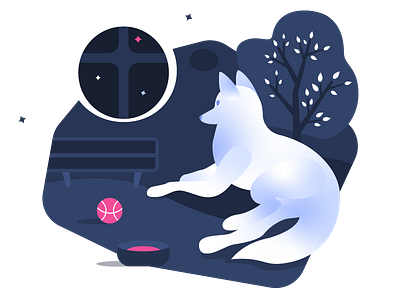 _w8dog dog dribbble dribbble ball illustration nature practice waiting