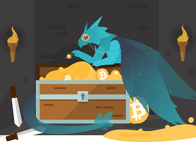 _dragon_bitcoin bitcoin cave charachter crypto dragon illustration treasures