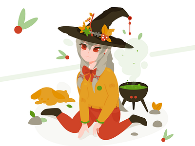 _magic 2020 anime charachter girl hat illustration magic nature new pew witch
