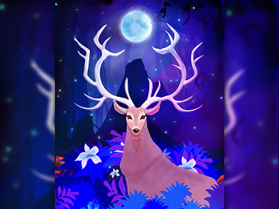 Reindeer illustration deer fantasy forest illustration reindeer