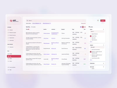 ARP Data Repository redesign concept