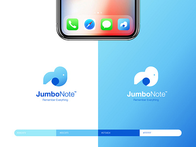 JumboNote - Logo & App Icon Design 005 app appicon dailyui dailyui005 design elephant fold icon logo note paper ui userinterface ux