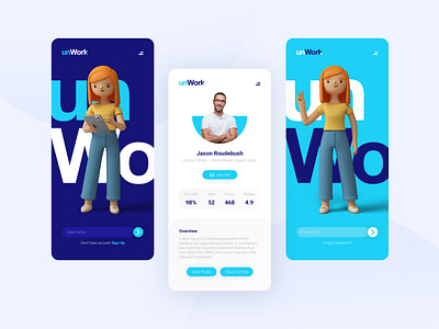 unWork - Sign Up/in and Profile UI 006 dailyui dailyui006 freelance profile signin signup ui userinterface