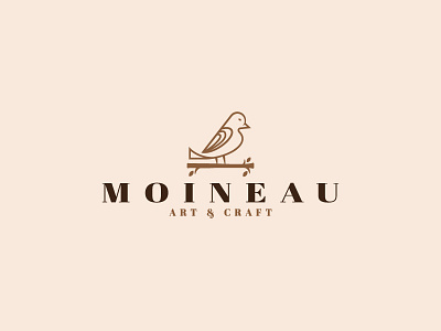 Moineau Logo Design art bird branch craft leaf linework logo moineau sparrow