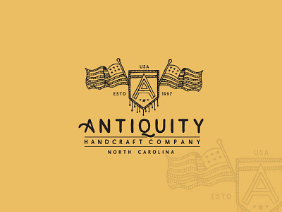 Antiquity Logo aletter america antiquity flag graphic handcraft handdrawn logo typography usa vintage