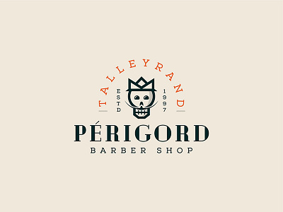 Perigord Barber Shop Logo barber graphic king logo mustache perigord skull