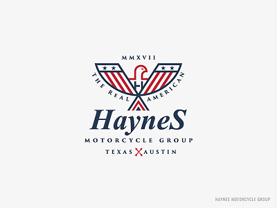 Haynes Motorcycle Group Logo america austing eagle flag haynes lineart logo motorcycle texas usa