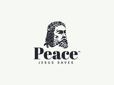 Peace Jesus Logo blackwhite christ christian face facelogo god jesus jesussaves logo minimal simple wreath