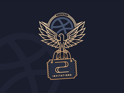 Invitation 2xinvite dribbble eagle giveway golden invitations invite lineart player