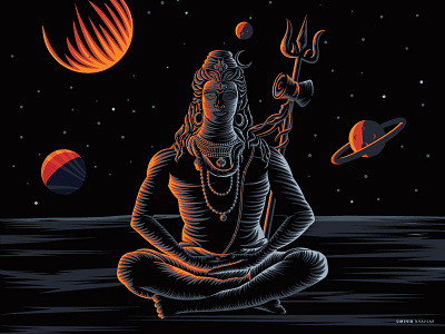 Lord Shiva Illustration Poster artprints bhole design galaxy india lord mihirbhavsar poster posters shiva
