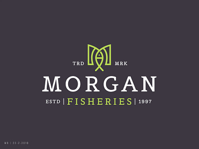 Morgan Fisheries Logo Design fish fisheries logo m morgan typography