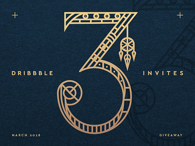 3 Invitations 3 3xinvite dribbble giveaway invitation invite number pass typography