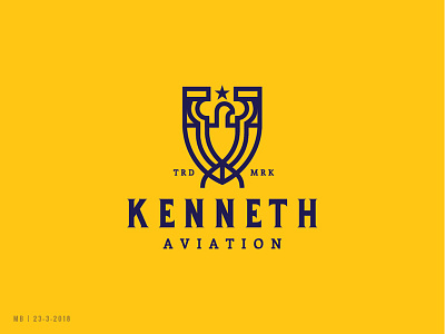 Kenneth Eagle Logo animal aviation bird eagle flight fly kenneth logo school shield star yellow